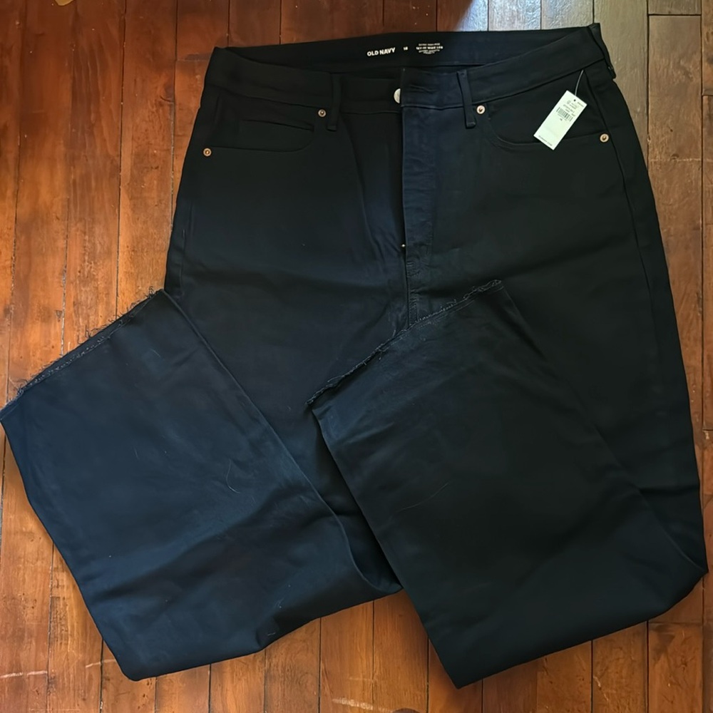 Old Navy extra high-rise sky-high wide leg black jeans nwt